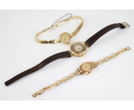 A lady's vintage 9ct gold Rotary Incabloc wristwatch, the cream circular dial with Arabic numerals, set to a plain polished 9