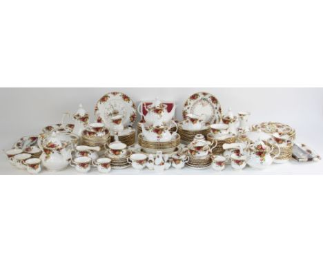 An extensive Royal Albert 'Old Country Roses' dinner, tea and coffee service, comprising; twelve dinner plates, 26.5cm wide, 