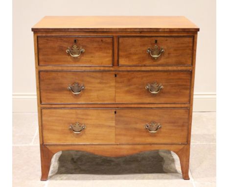 A 19th century mahogany chest of drawers, of diminutive proportions, the rectangular top over two short and two long cock bea