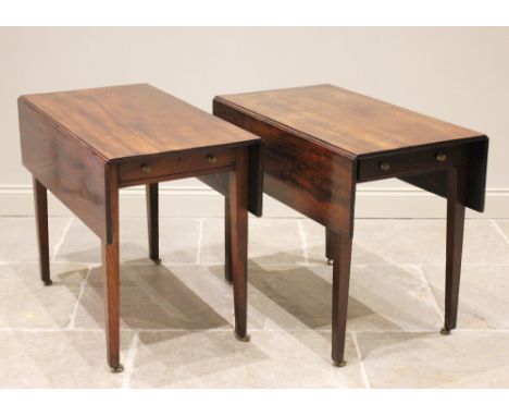 A pair of George III mahogany Pembroke tables, which combine to form a compact dining table, each table with a rectangular dr