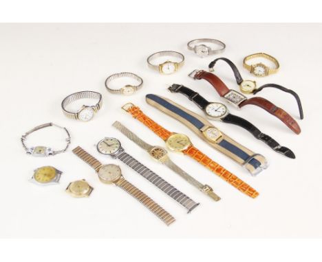 A selection of vintage wristwatches, to include a gentleman's 9ct gold Smiths wristwatch, circa.1950, 32mm diameter, upon a g