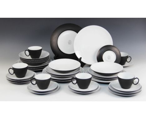 A Raymond Loewy for Rosenthal 'Charcoal' dinner and coffee service, six-place setting, comprising dinner plates, 25cm diamete