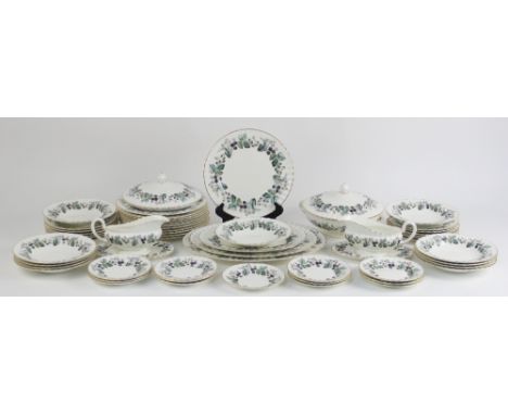 A Royal Worcester Lavinia dinner service, late 20th century, comprising twelve dinner plates, 27cm wide, twelve salad plates,