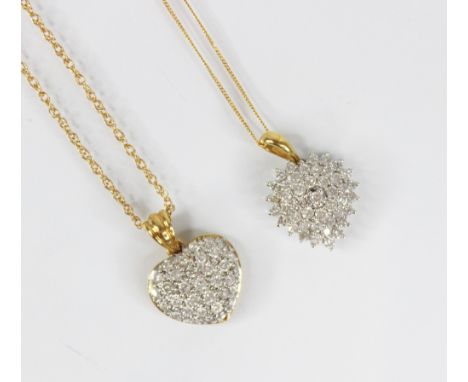 A diamond set 18ct gold heart-shaped pendant, designed as a tiered cluster of round brilliant cut diamonds, set in 18ct white