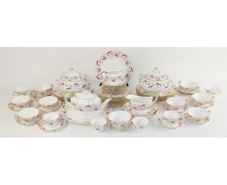 A Royal Crown Derby 'Princess' pattern dinner service, from a Derby Original pattern circa 1790, comprising twelve dinner pla