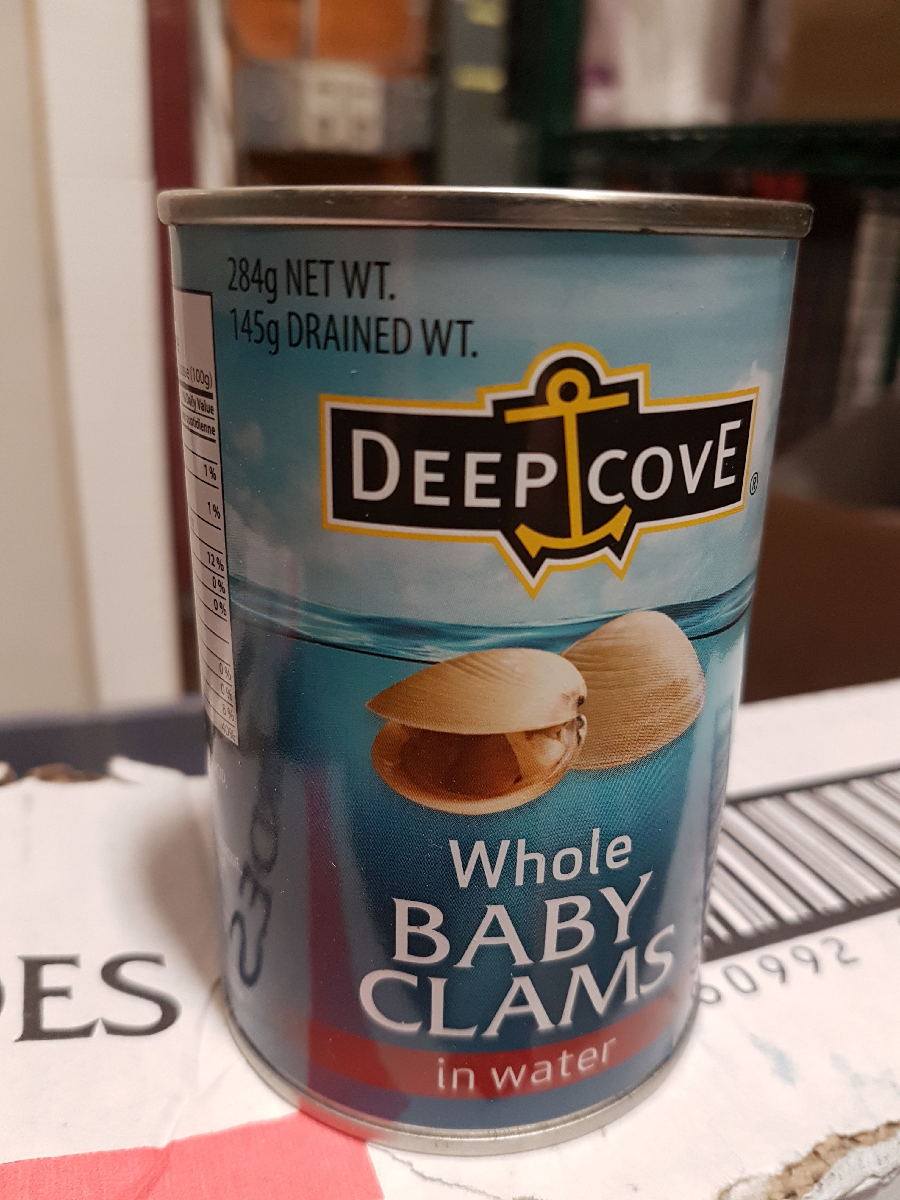 Deep Cove Whole Baby Clams 12 x 284ml Cans, Location CC7
