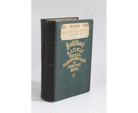 Bradshaws Railway Manual 1893, the manual containing 694 pages with various fold out maps detailing British railways, the gre