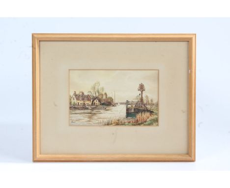 W R Weyer, 'The Ferry Inn, Horning', signed (lower left), watercolour, 12 x 20cm
