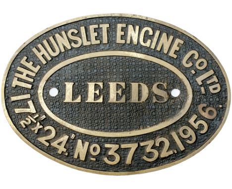 Worksplate THE HUNSLET ENGINE CO LTD LEEDS No3732 1956 ex BR(W) Hawksworth 0-6-0 PT numbered 3402. Allocated to Cardiff East 