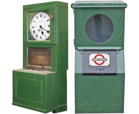 London Transport Clocking In clock by Gledhill Brook with pendulum fusee movement (not checked) housed in original oak case m
