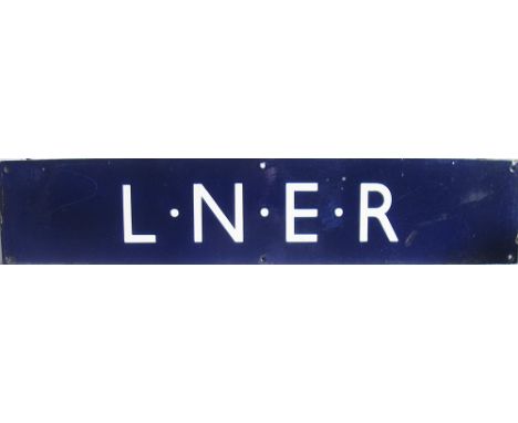 LNER double royal enamel poster board heading. In very good condition measures 28in x 5.75in.
