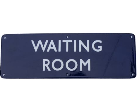BR(E) enamel doorplate WAITING ROOM. Measures 18in x 6in and is in excellent condition.