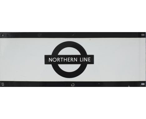 London Underground enamel frieze sign NORTHERN LINE. In good condition with minor edge chipping, measures 24in x 9in.