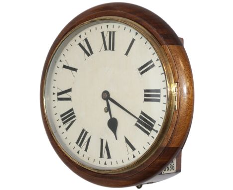 Great Western Railway 12in oak cased railway clock with a wire driven English fusee movement. The original dial has been repa