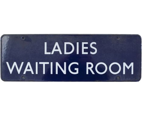 BR(E) enamel doorplate LADIES WAITING ROOM. In excellent condition measures 18in x 6in.
