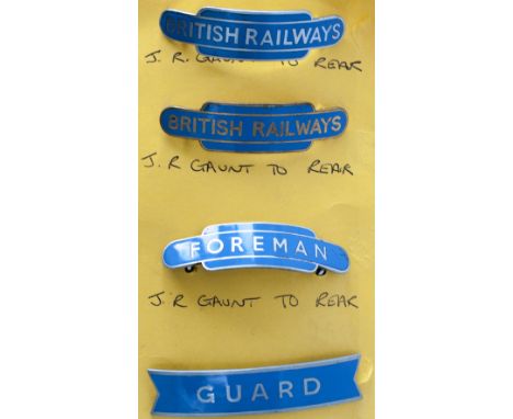 British Railways Scottish Region Capbadges consisting of; British Railways chrome totem, British Railways gilt totem, Foreman