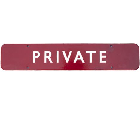 BR(M) FF enamel doorplate PRIVATE measuring 18in x 3.5in. In very good condition with a couple of small repairs.