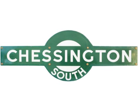 Southern Railway enamel target sign CHESSINGTON SOUTH from the former London and South Western Railway Terminus on the branch