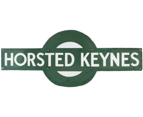 Southern Railway enamel target sign HORSTED KEYNES from the former London Brighton &amp; South Coast Railway station between 