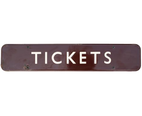 BR(W) FF enamel doorplate TICKETS measuring 18in x 3.5in. In very good condition with minor chipping.