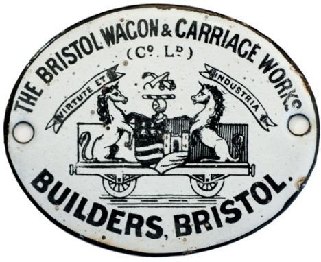 The Bristol Wagon &amp; Carriage Works Co Ltd enamel coach/ wagon builders makers plate as used on carriages for the Lynton a