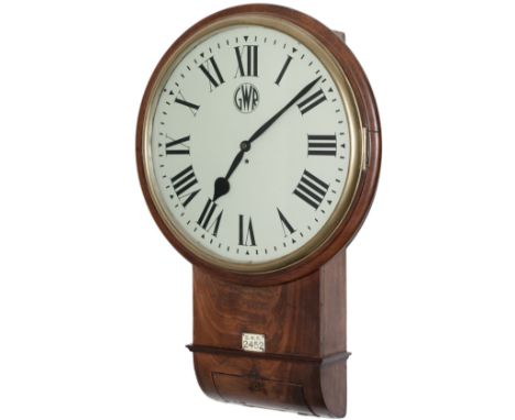 Bristol and Exeter Railway 18in mahogany cased drop dial trunk fusee clock supplied by Dell Brothers of Bristol circa 1860. T