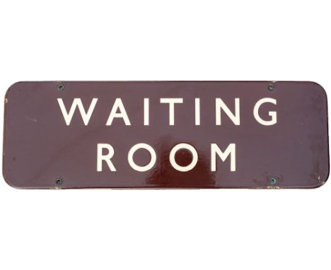 BR(W) FF enamel doorplate WAITING ROOM measuring 18in x 6in. In very good condition with minor chipping.