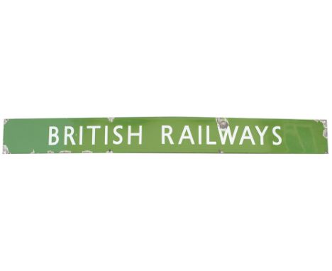 BR(S) Quad Royal enamel poster board heading BRITISH RAILWAYS in the unusual larger letter size. In good condition with some 