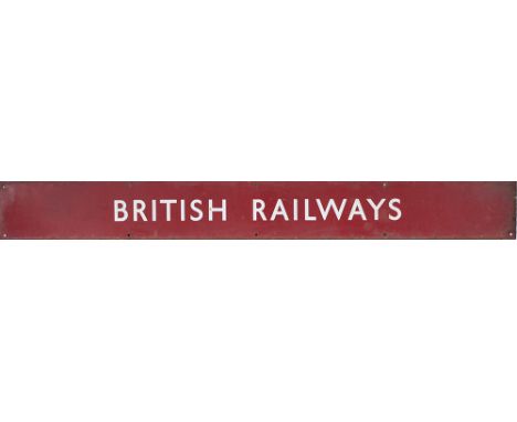 BR(M) Quad Royal enamel Poster Board heading. In very good condition measures 50.5in x 5.75in.