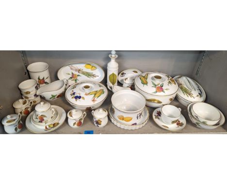 Royal Worcester Evesham pattern to include tureen, lidded dishes, cup and saucer, sauce boats and others location: 8:5 