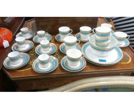 An early 20th century Royal Worcester part coffee set, including a bowl and two dinner plates A/FLocation: 