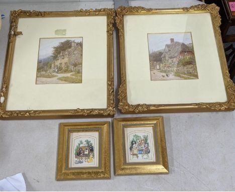 A mixed lot to include four framed and glazed prints to include a pair of prints, 27.5cm x 23cm, in floral gilt frames A/F an