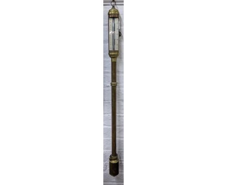 An early/mid 20th century cylindrical brass marine ship's barometer Location: 