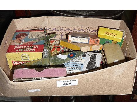 Vintage card games and playing cards, tinplate bus, etc.