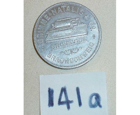 Brunsviga Mechanical Calculator, 1907-1927 Advertising Calendar medallion, approx. 38mm diameter