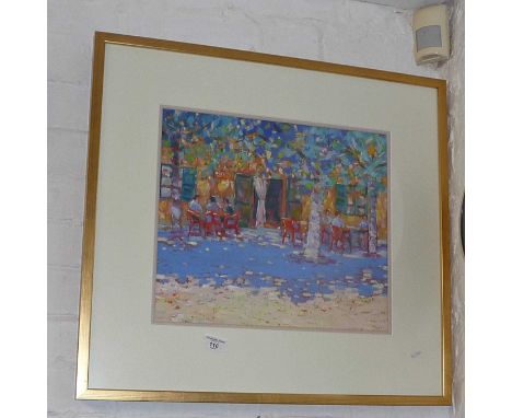 Colour print of a cafe scene after John Holt