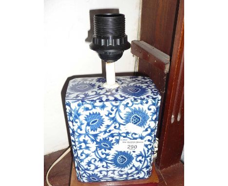 20th c. Chinese blue and white china table lamp base
