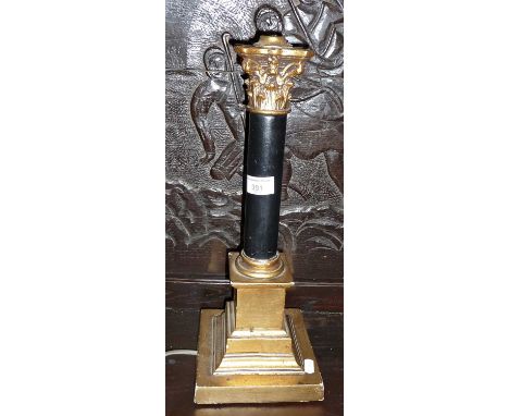 Early 20th c. giltwood column table lamp