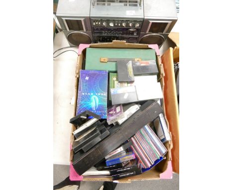 Hitachi vintage ghetto blaster, vintage cassettes etc ( 2 trays) 