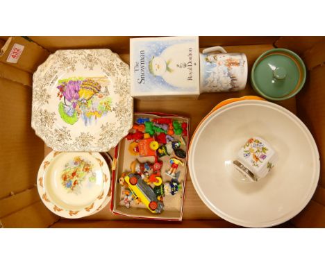 A mixed collection of items to include Boxed Royal Doulton Snowman Mug, Denby storage Pot,Corgi Magic Roundabout Figures & to