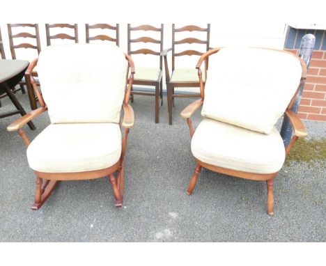 Ercol Style Rocking Chair &amp; Armchair(2) 