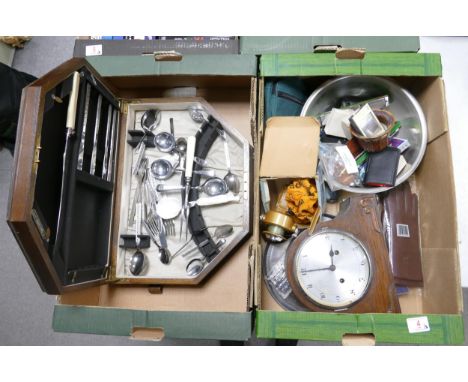 A mixed collection of items to include oak mantle clock, pocket knifes, harmonica, vintage calculators etc 
