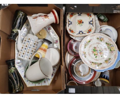 A mixed collection of ceramic items to include Shelley items, Gladstone vase, Wade jug, pair of early 20th century stoneware 