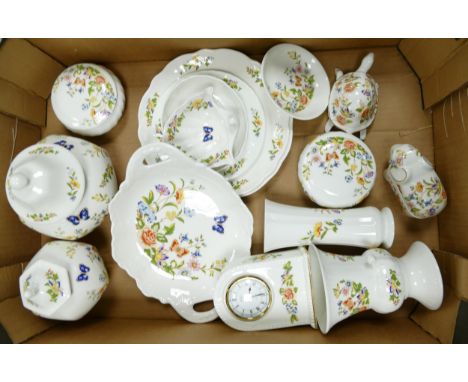 Aynsley Cottage Garden Patterned items to include Mantle Clock, Vases, Temple Jars etc 