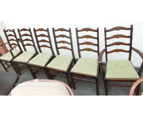 Dark Ercol Set of Six Ladder Back Chairs(6) 