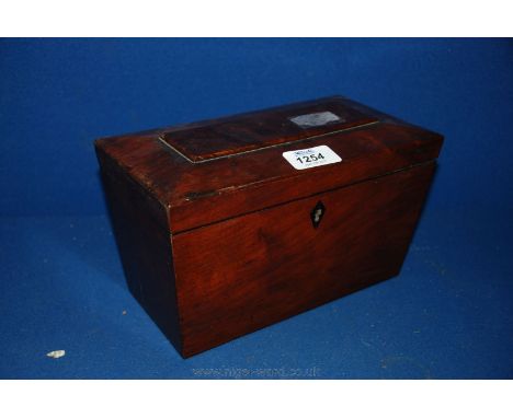 A sarcophagus shaped Mahogany Tea Caddy