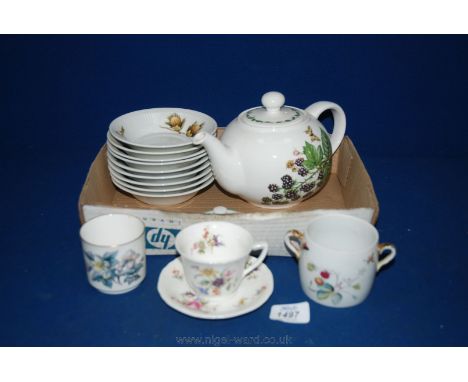 A Wade Teapot, a Royal Worcester Conserve Pot, small Royal Worcester Cup and saucer and nine Royal Worcester Bowls
