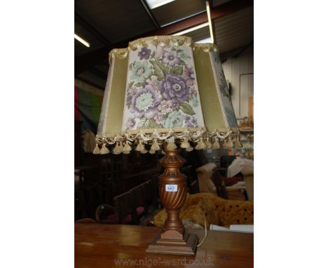 A turned wood Lamp base and shade