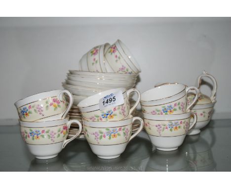 A Hammersley & Co., Longston Teaset, comprising eight Cups and saucers, two Sandwich Plates, eight tea Plates, Milk Jug and S