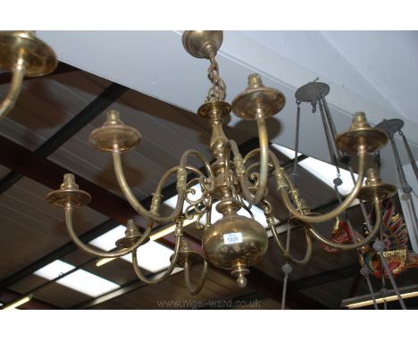A large Brass finish eight branch Light fitting.